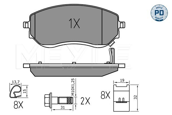 Bromsbeläggsats, Framaxel Meyle 025 226 6021/PD MEYLE