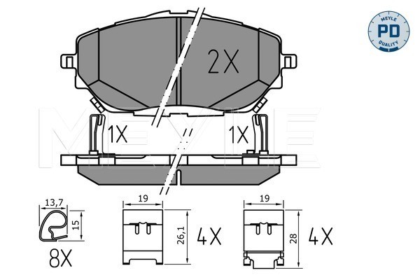 Bromsbeläggsats, Framaxel Meyle 025 227 8218/PD MEYLE