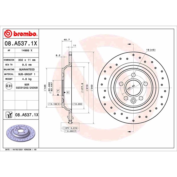 Bromsskiva, Bakaxel BREMBO