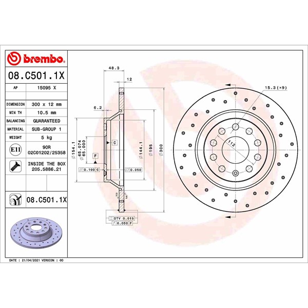 Bromsskiva, Bakaxel BREMBO