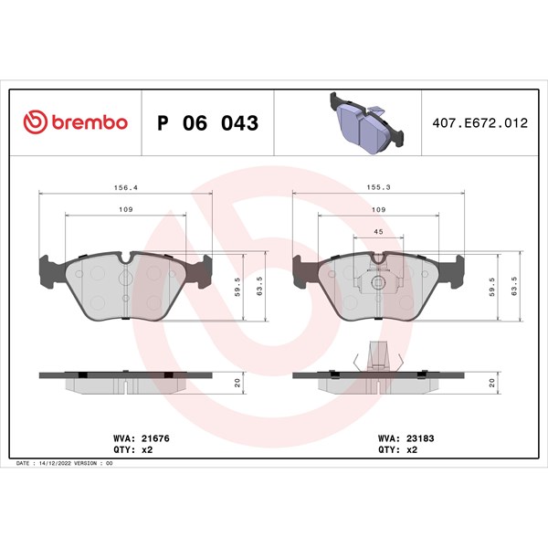 Bromsbeläggsats, Framaxel Brembo Brembo xtra line P 06 043X BREMBO