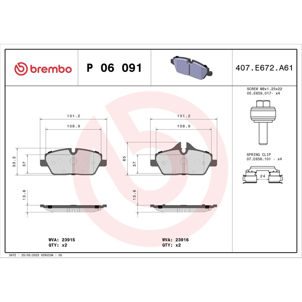 Bromsbeläggsats, Framaxel BREMBO