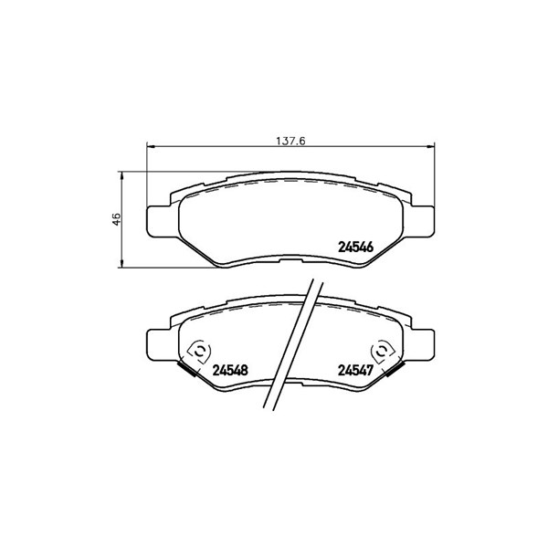 Bromsbeläggsats, Bakaxel Brembo P 09 014 BREMBO