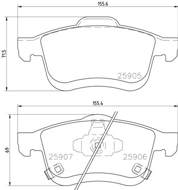 Bromsbeläggsats, Framaxel Brembo P 23 167 BREMBO