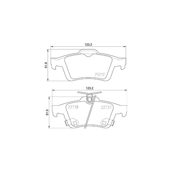 Bromsbeläggsats, Bakaxel Brembo P 24 216 BREMBO