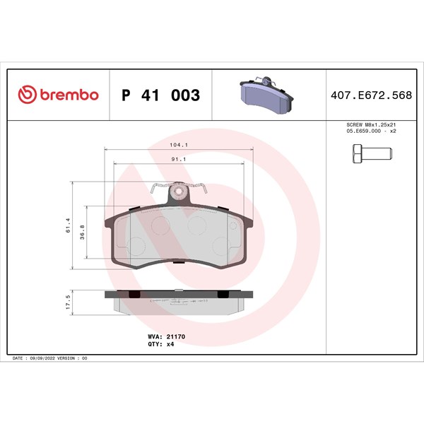 Bromsbeläggsats, Framaxel Brembo Brembo xtra line P 41 003X BREMBO Bromsbeläggsats, Framaxel Brembo Brembo xtra line P 41 003X BREMBO