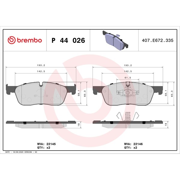 Bromsbeläggsats, Framaxel BREMBO