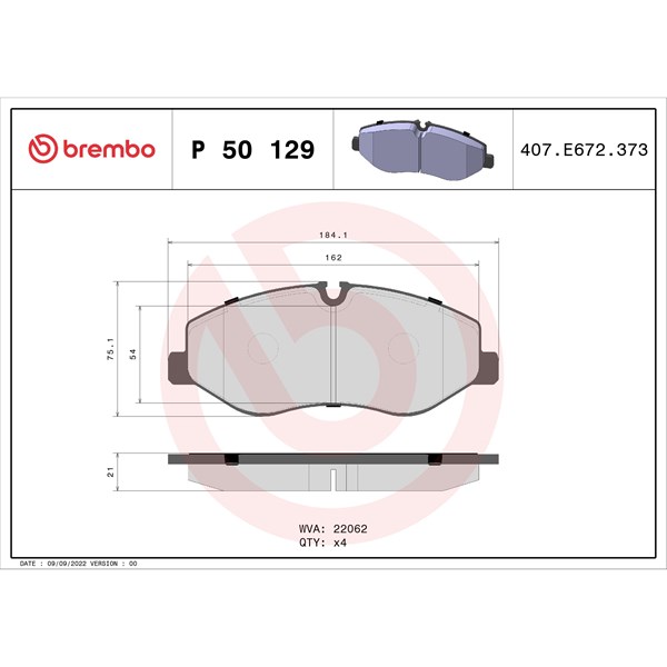 Bromsbeläggsats, Framaxel BREMBO