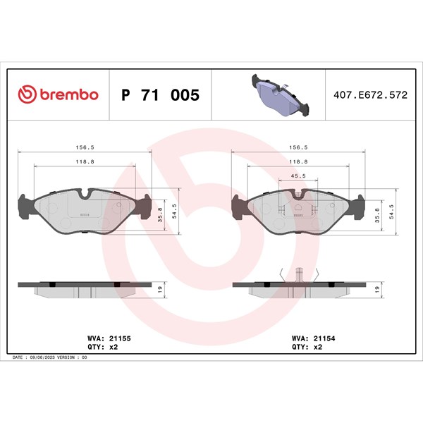 Bromsbeläggsats, Framaxel BREMBO