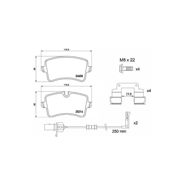 Bromsbeläggsats, Bakaxel Brembo P 85 157 BREMBO