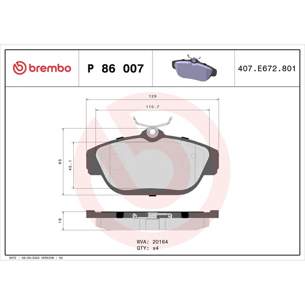 Bromsbeläggsats, Framaxel BREMBO