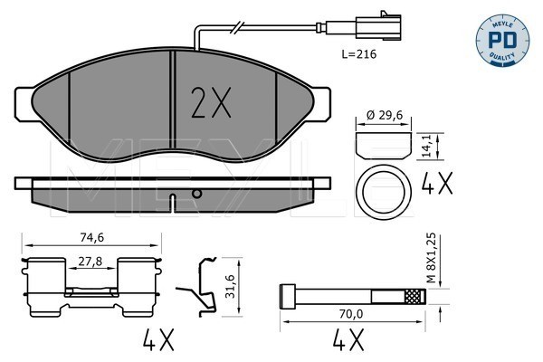 Bromsbeläggsats, Framaxel Meyle 025 244 6819-1/PD MEYLE