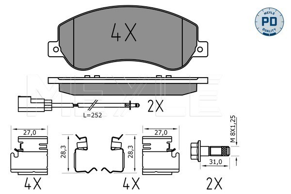 Bromsbeläggsats, Framaxel Meyle 025 244 8419/PD MEYLE