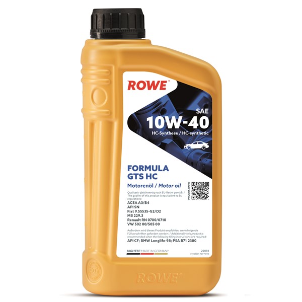 Motorolja Rowe Hightec Formula Gts Sae 10w-40 Hc 1l Rowe 20093-00 ROWE