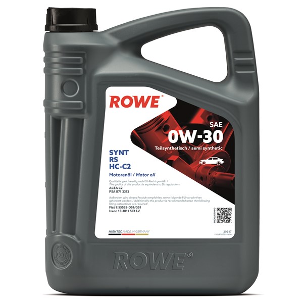 Motorolja Rowe Hightec Synt Rs Sae 0w-30 Hc-c2 5l Rowe 20247-0050 ROWE Motorolja Rowe Hightec Synt Rs Sae 0w-30 Hc-c2 5l Rowe 20247-0050 ROWE