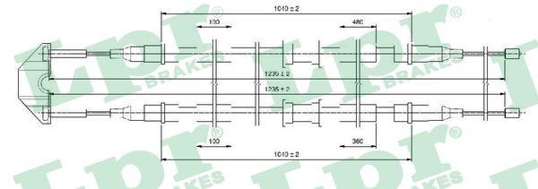 Vajer, parkeringsbroms, Bak, Mitt Lpr C0550B LPR