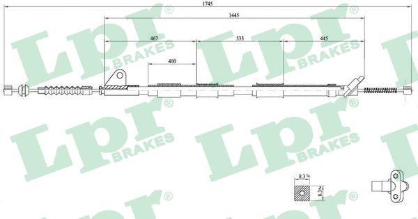 Vajer, parkeringsbroms, Höger Lpr C0858B LPR