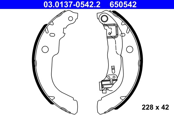 Bromsbackar, sats, Bakaxel Ate 03.0137-0542.2 ATE