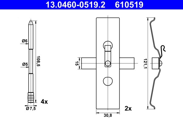 Monteringssats, Framaxel Ate 13.0460-0519.2 ATE
