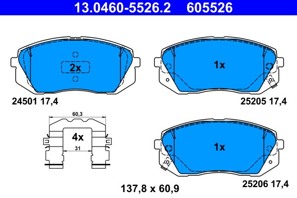 Bromsbeläggsats, Framaxel Ate 13.0460-5526.2 ATE