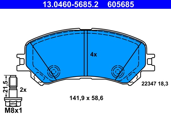 Bromsbeläggsats, Framaxel Ate 13.0460-5685.2 ATE