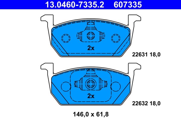 Bromsbeläggsats, Framaxel Ate 13.0460-7335.2 ATE