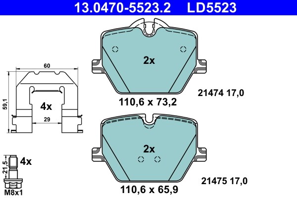 Bromsbeläggsats, Bakaxel Ate Ate ceramic 13.0470-5523.2 ATE Bromsbeläggsats, Bakaxel Ate Ate ceramic 13.0470-5523.2 ATE