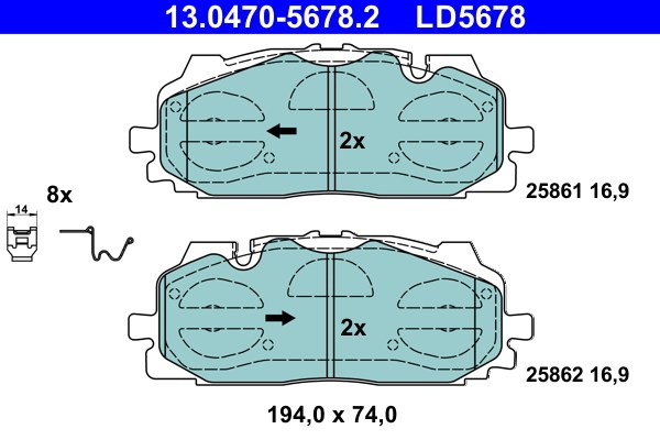 Bromsbeläggsats, Framaxel Ate Ate ceramic 13.0470-5678.2 ATE