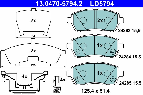 Bromsbeläggsats, Framaxel Ate Ate ceramic 13.0470-5794.2 ATE
