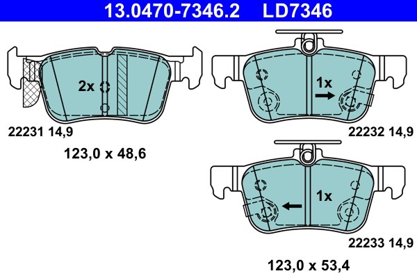 Bromsbeläggsats, Bakaxel Ate Ate ceramic 13.0470-7346.2 ATE