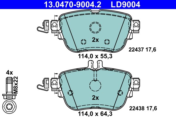 Bromsbeläggsats, Bakaxel Ate Ate ceramic 13.0470-9004.2 ATE