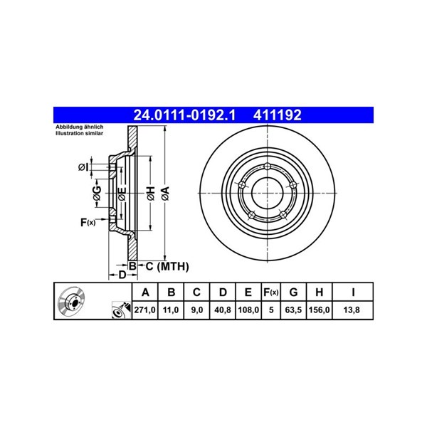 Bromsskiva Solid, Bakaxel Ate 24.0111-0192.1 ATE Bromsskiva Solid, Bakaxel Ate 24.0111-0192.1 ATE