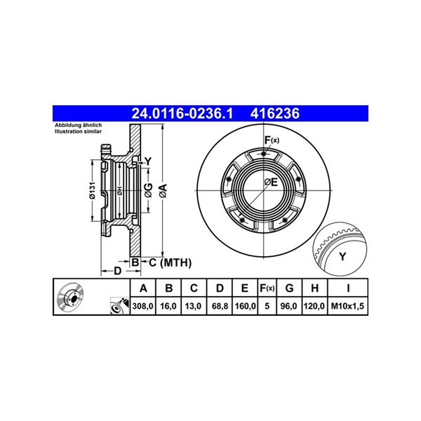 Bromsskiva Solid, Bakaxel Ate 24.0116-0236.1 ATE Bromsskiva Solid, Bakaxel Ate 24.0116-0236.1 ATE