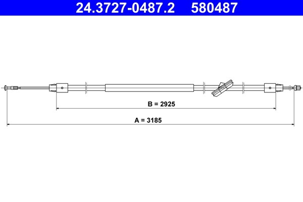 Vajer, parkeringsbroms, Mitt Ate 24.3727-0487.2 ATE