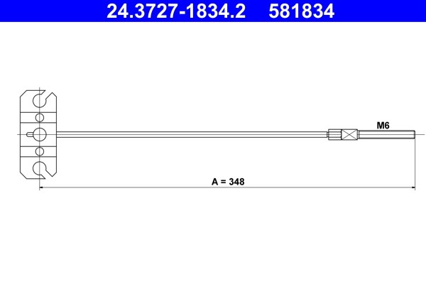 Vajer, parkeringsbroms, Fram Ate 24.3727-1834.2 ATE