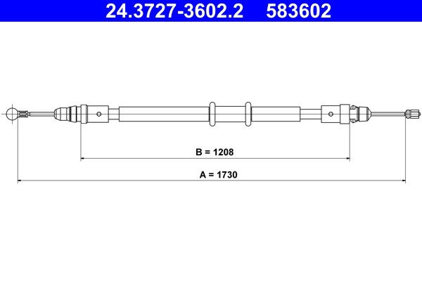 Vajer, parkeringsbroms, Bak Ate 24.3727-3602.2 ATE