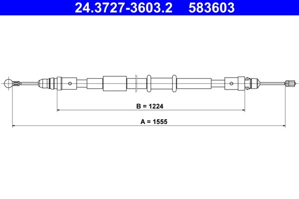 Vajer, parkeringsbroms, Bak Ate 24.3727-3603.2 ATE