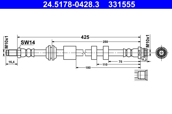 Bromsslang, Framaxel Ate 24.5178-0428.3 ATE Bromsslang, Framaxel Ate 24.5178-0428.3 ATE