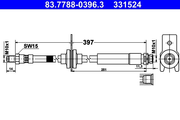 Bromsslang, Bakaxel Ate 83.7788-0396.3 ATE
