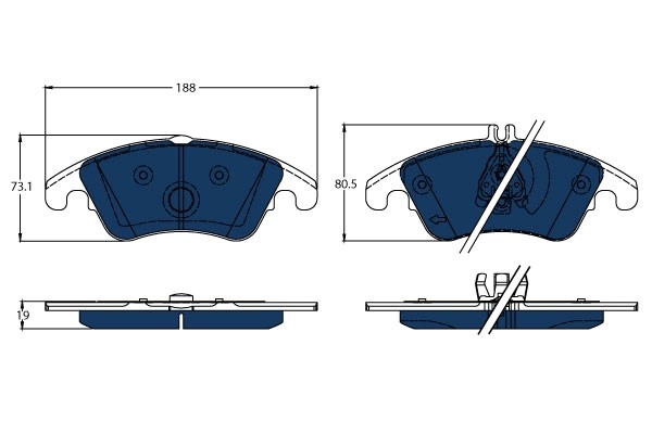 Bromsbeläggsats, Framaxel Trw Electric blue GDB1737BTE TRW
