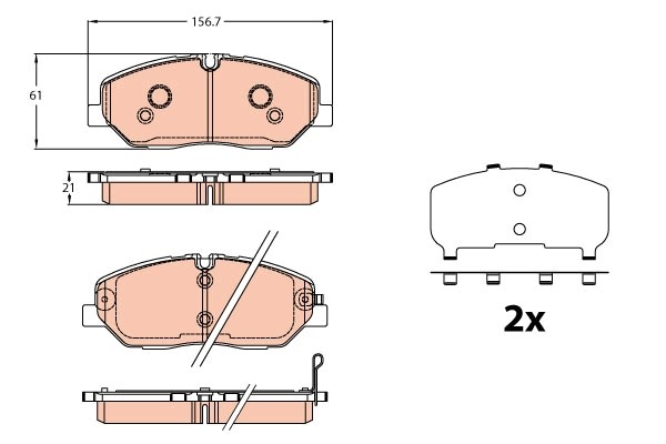 Bromsbeläggsats, Framaxel, Bakaxel Trw GDB2227 TRW