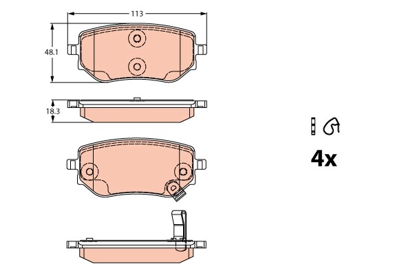 Bromsbeläggsats, Bakaxel Trw GDB2270 TRW
