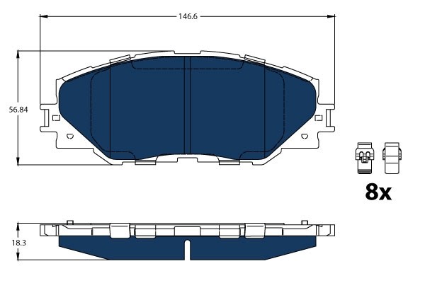 Bromsbeläggsats, Framaxel Trw Electric blue GDB3424BTE TRW