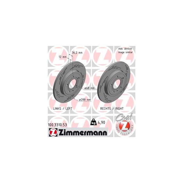 Bromsskiva Solid, Bakaxel Zimmermann Black Z 100.3310.53 ZIMMERMANN