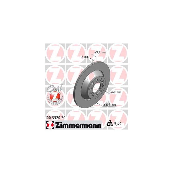 Bromsskiva Solid, Bakaxel Zimmermann 100.3320.20 ZIMMERMANN Bromsskiva Solid, Bakaxel Zimmermann 100.3320.20 ZIMMERMANN