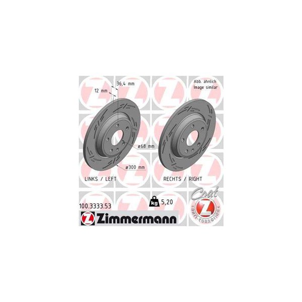 Bromsskiva Solid, Bakaxel Zimmermann Black Z 100.3333.53 ZIMMERMANN