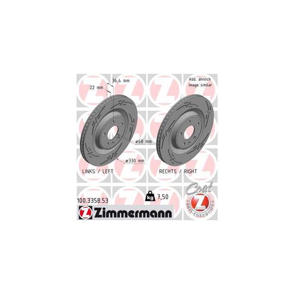Bromsskiva Ventilerad, Bakaxel Zimmermann Black Z 100.3358.53 ZIMMERMANN Bromsskiva Ventilerad, Bakaxel Zimmermann Black Z 100.3358.53 ZIMMERMANN