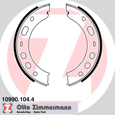 Bromsbackar, sats, parkeringsbroms, Bakaxel Zimmermann 10990.104. ZIMMERMANN
