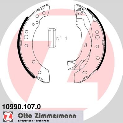 Bromsbackar, sats, Bakaxel Zimmermann 10990.107.0 ZIMMERMANN