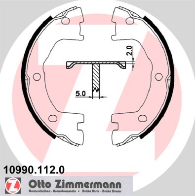 Bromsbackar, sats, parkeringsbroms, Bakaxel Zimmermann 10990.112. ZIMMERMANN